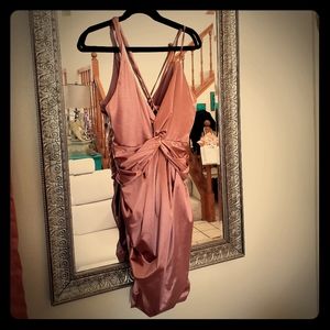 Satin Mauve Wrap Dress